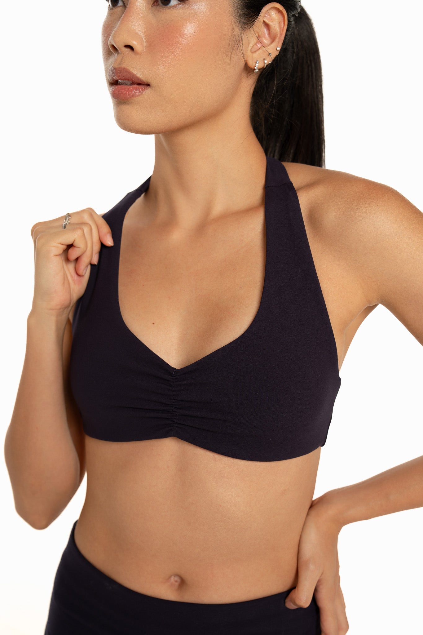 Scrunch Halter Bra - Navy