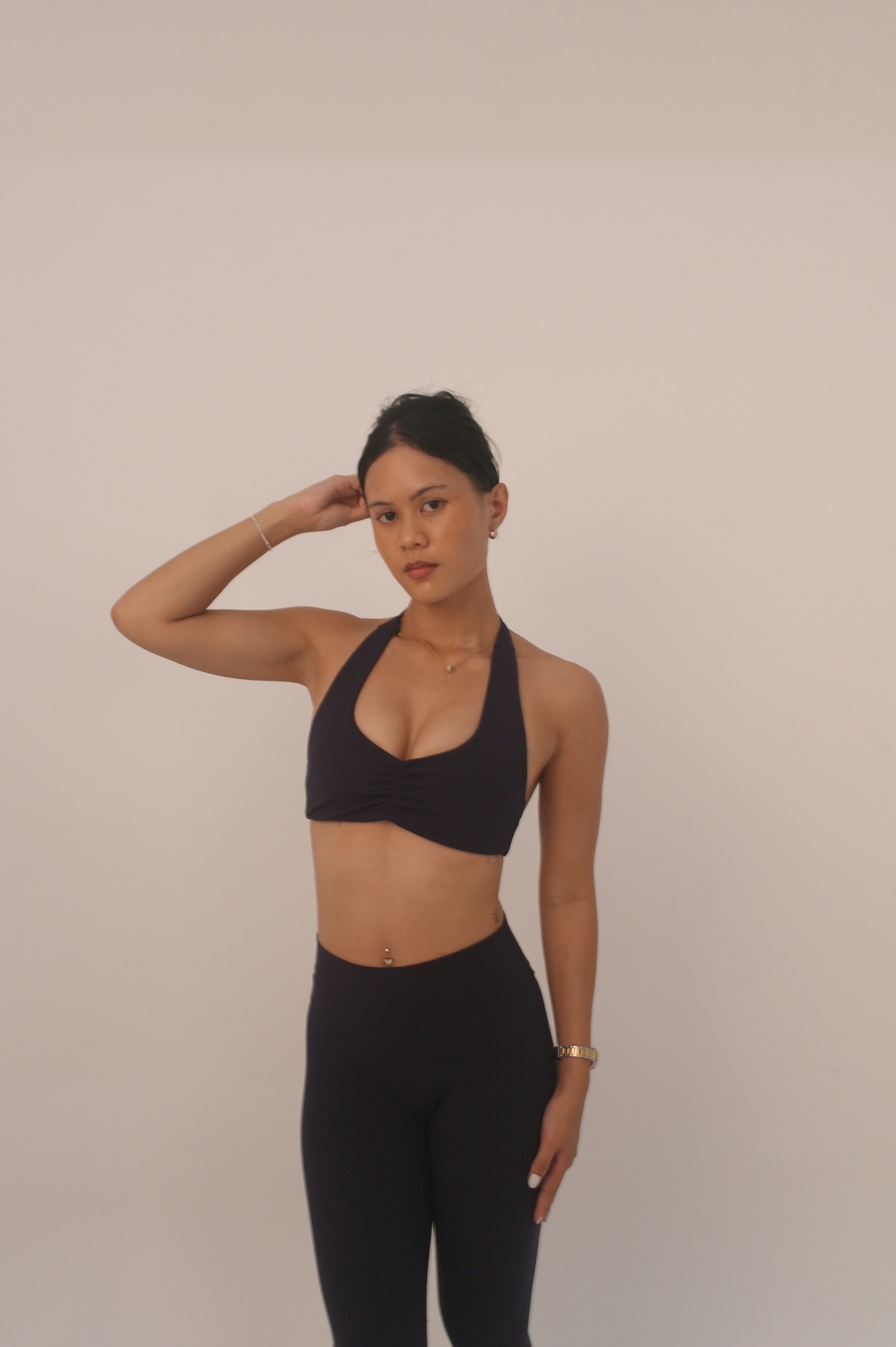 Scrunch Halter Bra - Navy