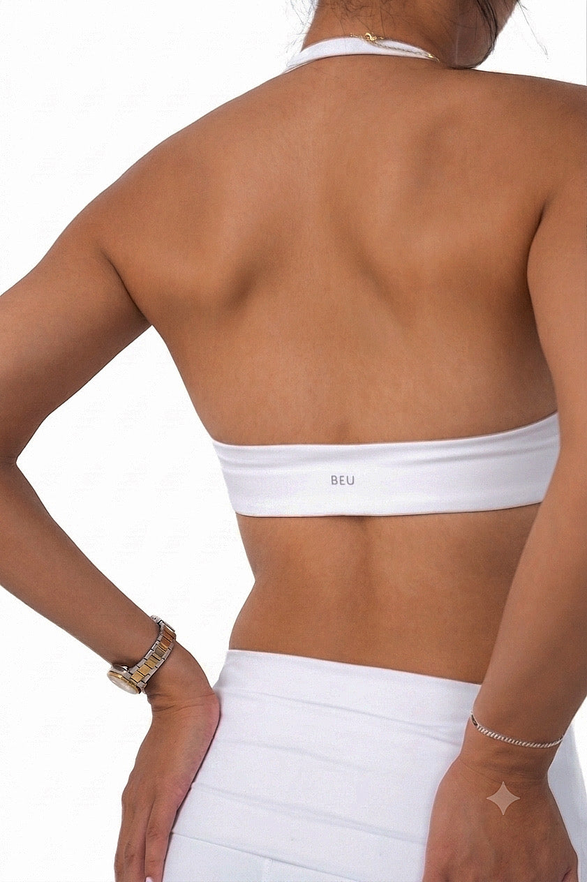 Scrunch Halter Bra - White