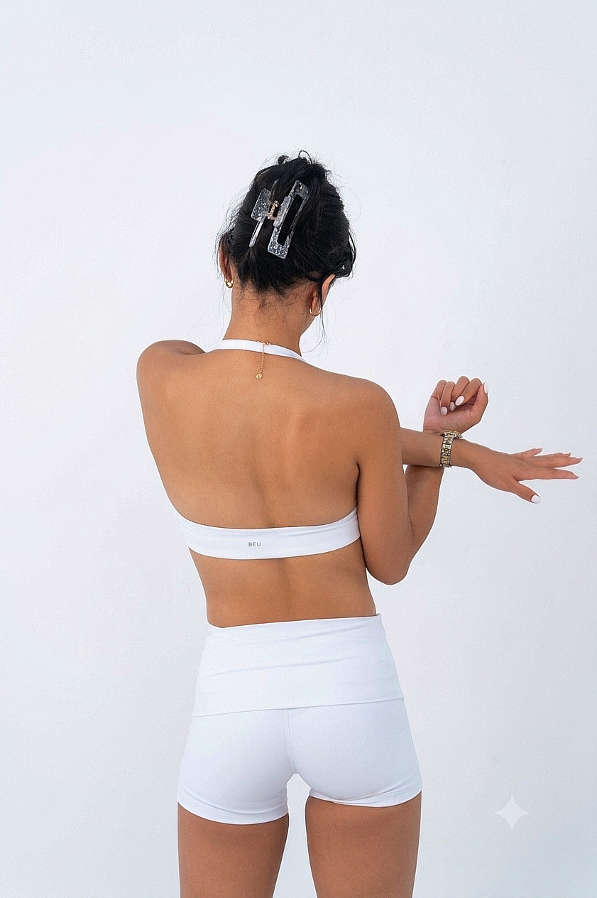 Scrunch Halter Bra - White